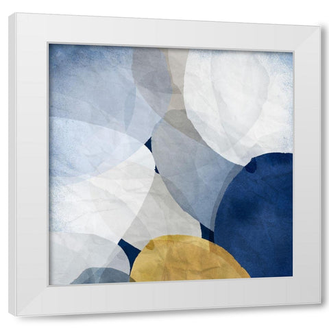 Blue Bubbles I  White Modern Wood Framed Art Print by PI Studio