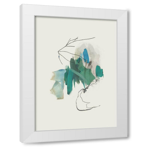 Teal Collide I White Modern Wood Framed Art Print by PI Studio
