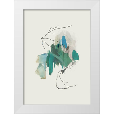 Teal Collide I White Modern Wood Framed Art Print by PI Studio