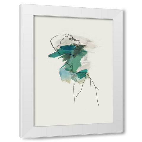 Teal Collide II White Modern Wood Framed Art Print by PI Studio