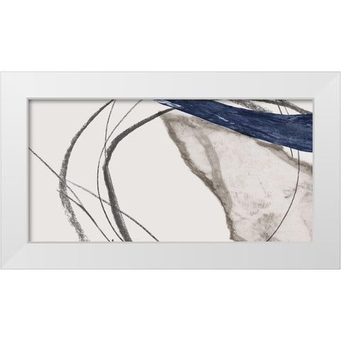 Blue Scribbles I  White Modern Wood Framed Art Print by PI Studio