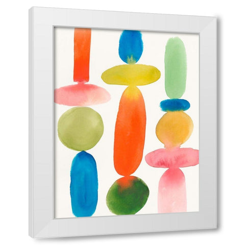 Colourful Shapes I  White Modern Wood Framed Art Print by PI Studio