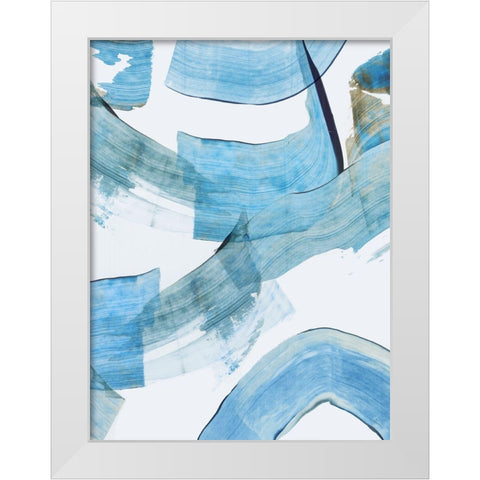 Blue Stroke II White Modern Wood Framed Art Print by PI Studio