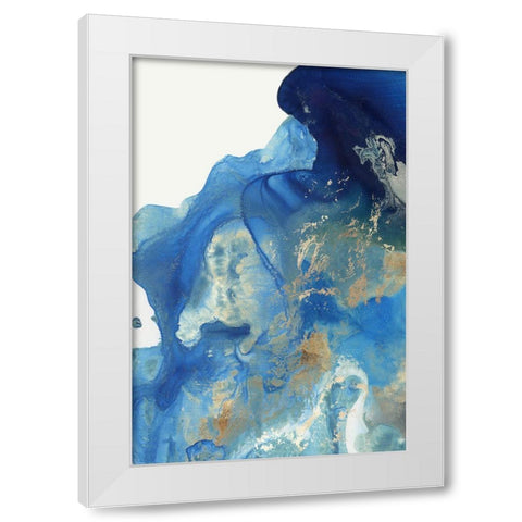 Merging Blue I  White Modern Wood Framed Art Print by PI Studio