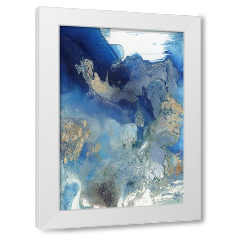 Merging Blue II White Modern Wood Framed Art Print by PI Studio