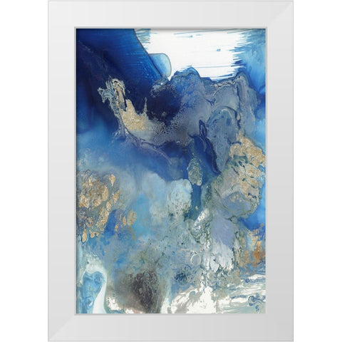 Merging Blue II White Modern Wood Framed Art Print by PI Studio