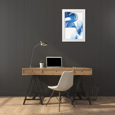 Blue Swag II White Modern Wood Framed Art Print by PI Studio