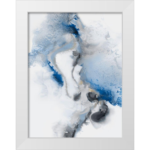 Watercolour Blue II White Modern Wood Framed Art Print by PI Studio