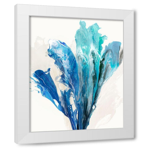 Blue Paint Fan II  White Modern Wood Framed Art Print by PI Studio