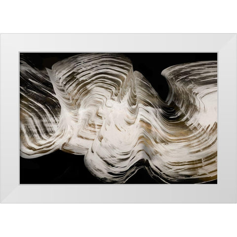 White Strokes  White Modern Wood Framed Art Print by PI Studio