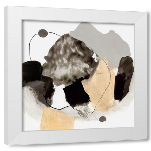Black and Gray Blobs  White Modern Wood Framed Art Print by PI Studio