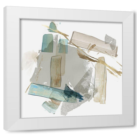 Blue Rectangle Cluster I  White Modern Wood Framed Art Print by PI Studio