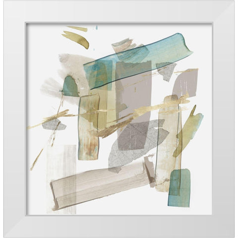 Blue Rectangle Cluster II  White Modern Wood Framed Art Print by PI Studio