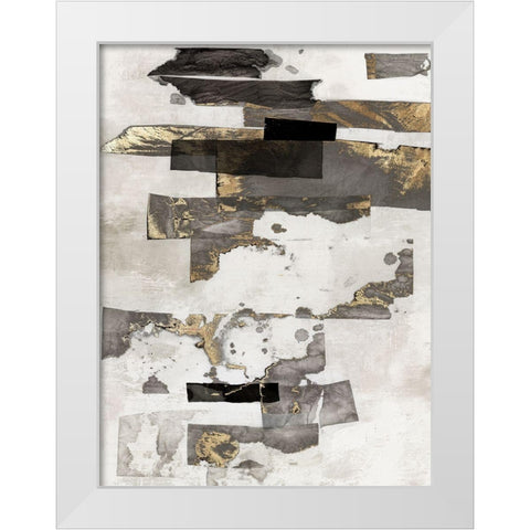 Gold and Black Ink I  White Modern Wood Framed Art Print by PI Studio