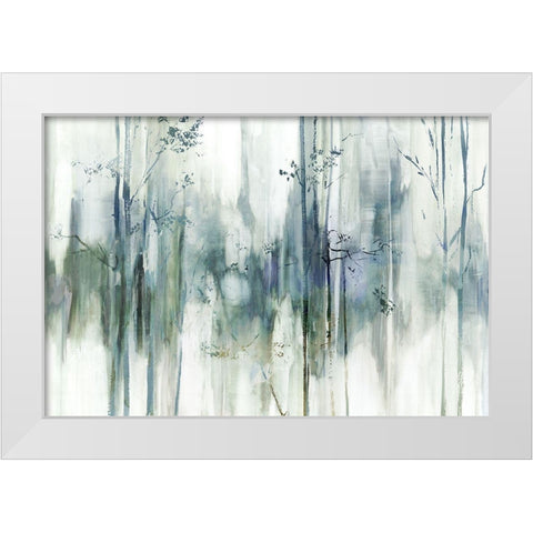 Through the Blue Forest  White Modern Wood Framed Art Print by PI Studio