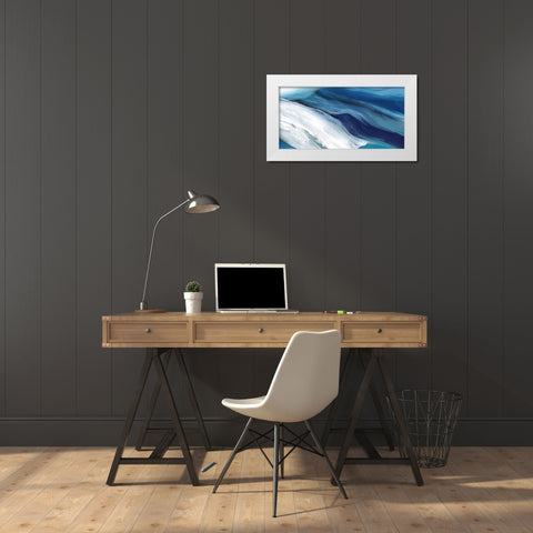 Blue Ocean Waves  White Modern Wood Framed Art Print by PI Studio