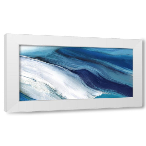 Blue Ocean Waves  White Modern Wood Framed Art Print by PI Studio