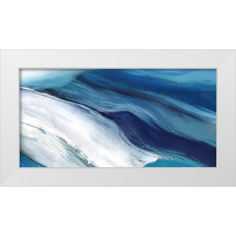 Blue Ocean Waves  White Modern Wood Framed Art Print by PI Studio
