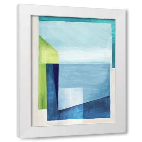 Blue Geometry II  White Modern Wood Framed Art Print by PI Studio