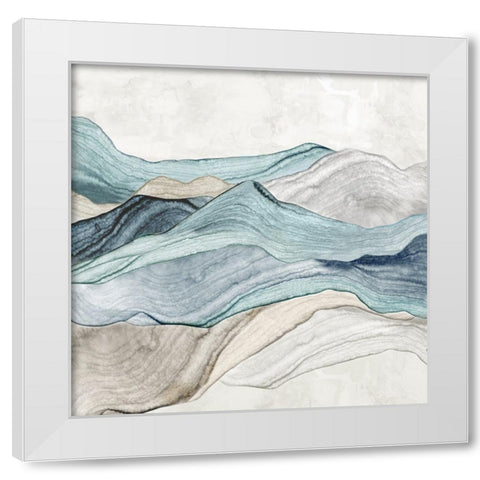 Blue Mountain Flow II  White Modern Wood Framed Art Print by PI Studio