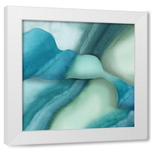 Blue Shapes of Blot  White Modern Wood Framed Art Print by PI Studio