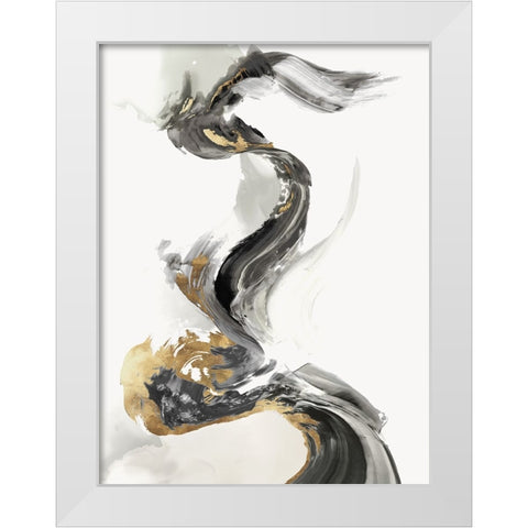 Golden Splash Stroke  White Modern Wood Framed Art Print by PI Studio