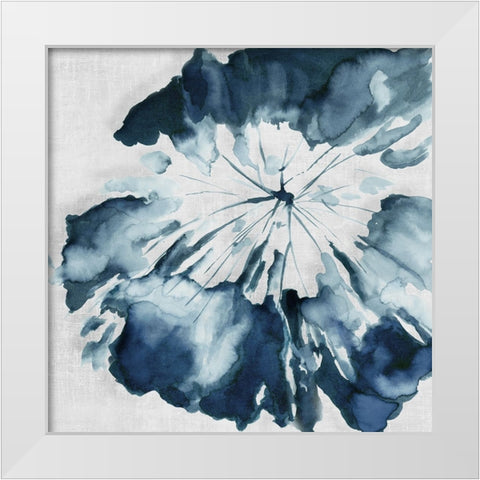 Blue Tropical Leaf  White Modern Wood Framed Art Print by PI Studio