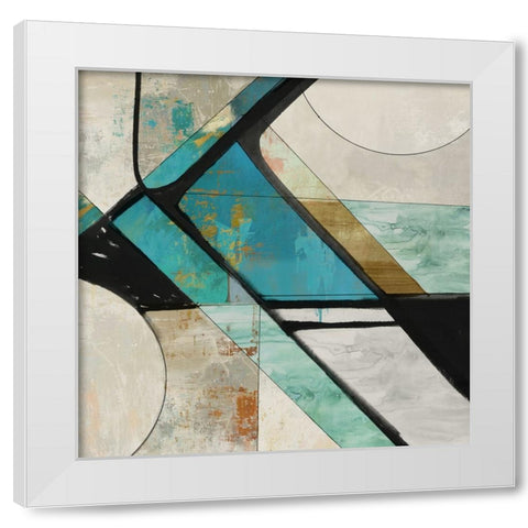 Golden Geo Blue  White Modern Wood Framed Art Print by PI Studio