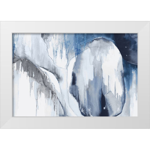 Blue Drips I  White Modern Wood Framed Art Print by PI Studio