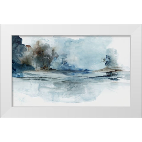 Blue Outlook  White Modern Wood Framed Art Print by PI Studio