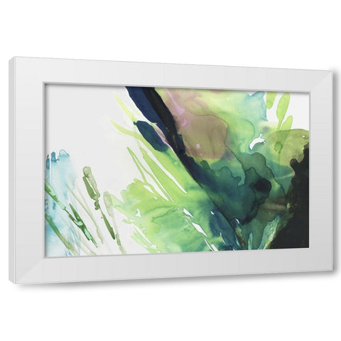 Splash of Green  White Modern Wood Framed Art Print by PI Studio