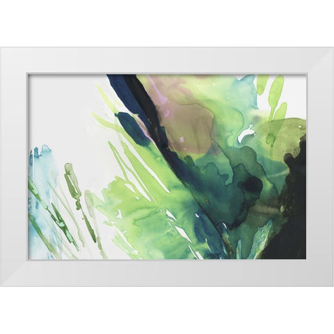 Splash of Green  White Modern Wood Framed Art Print by PI Studio