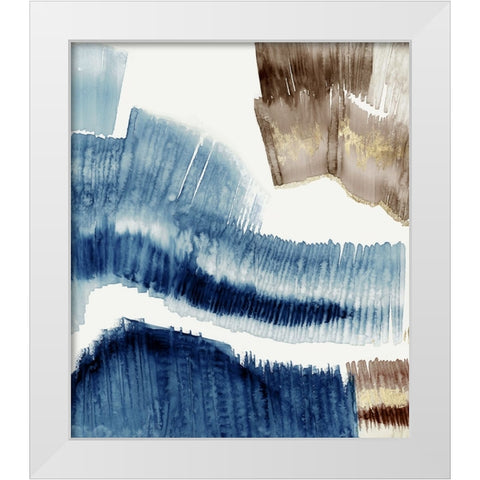 Lines of Blue I  White Modern Wood Framed Art Print by PI Studio