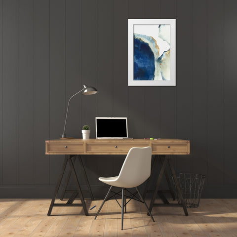 Shapes of Blue Watercolor I  White Modern Wood Framed Art Print by PI Studio