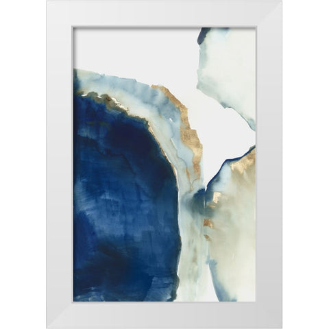 Shapes of Blue Watercolor I  White Modern Wood Framed Art Print by PI Studio