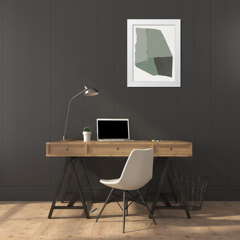 Shape of Green II  White Modern Wood Framed Art Print by PI Studio