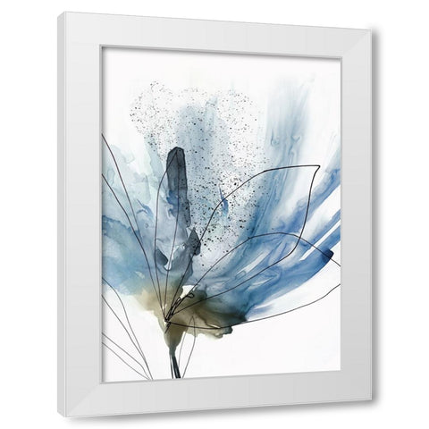 Blooming Blue Flower I  White Modern Wood Framed Art Print by PI Studio