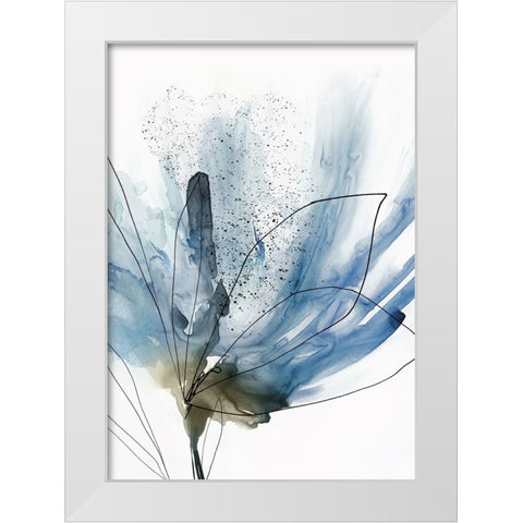 Blooming Blue Flower I  White Modern Wood Framed Art Print by PI Studio