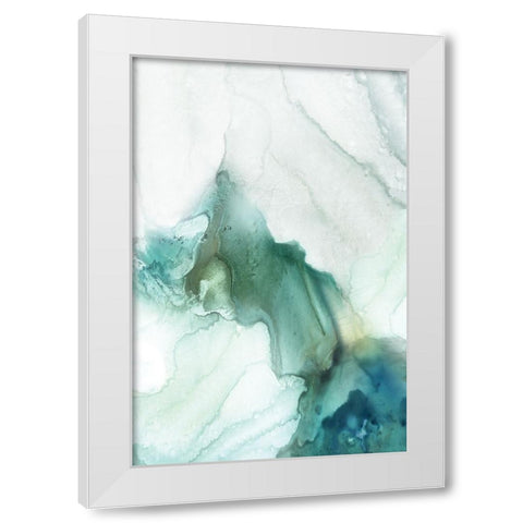 Sheer Teal II White Modern Wood Framed Art Print by PI Studio