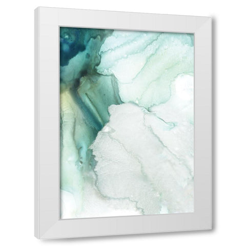 Folding Teal Sheer I  White Modern Wood Framed Art Print by PI Studio