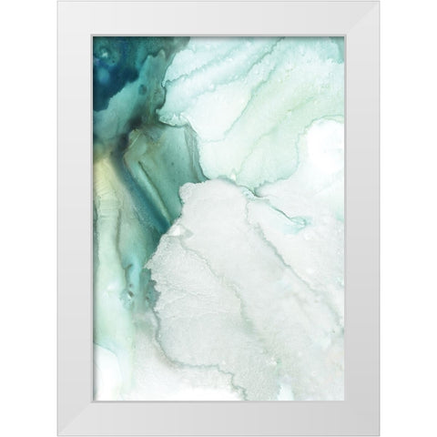 Folding Teal Sheer I  White Modern Wood Framed Art Print by PI Studio