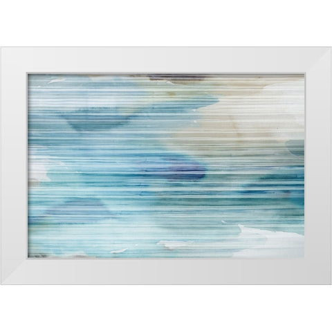 Soft Blue Lines  White Modern Wood Framed Art Print by PI Studio