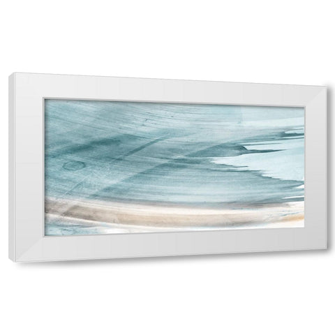 Blue Swoosh  White Modern Wood Framed Art Print by PI Studio