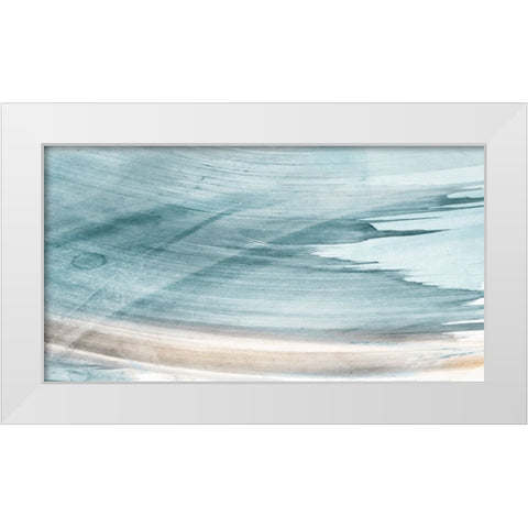 Blue Swoosh  White Modern Wood Framed Art Print by PI Studio