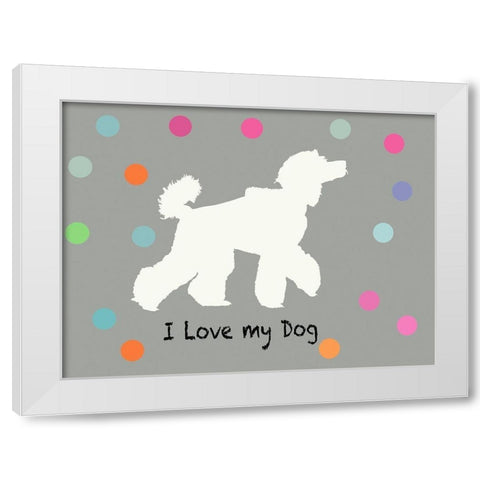 Woof on Grey White Modern Wood Framed Art Print by PI Juvenile