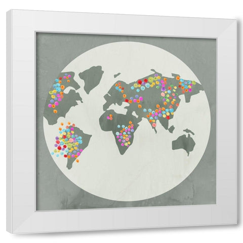 Globe I White Modern Wood Framed Art Print by PI Juvenile
