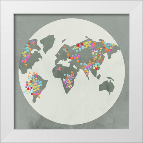 Globe I White Modern Wood Framed Art Print by PI Juvenile