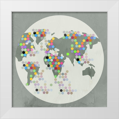 Globe II White Modern Wood Framed Art Print by PI Juvenile