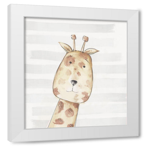 Little Giraffe I  White Modern Wood Framed Art Print by PI Juvenile