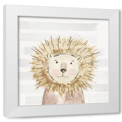 Little Lion I  White Modern Wood Framed Art Print by PI Juvenile